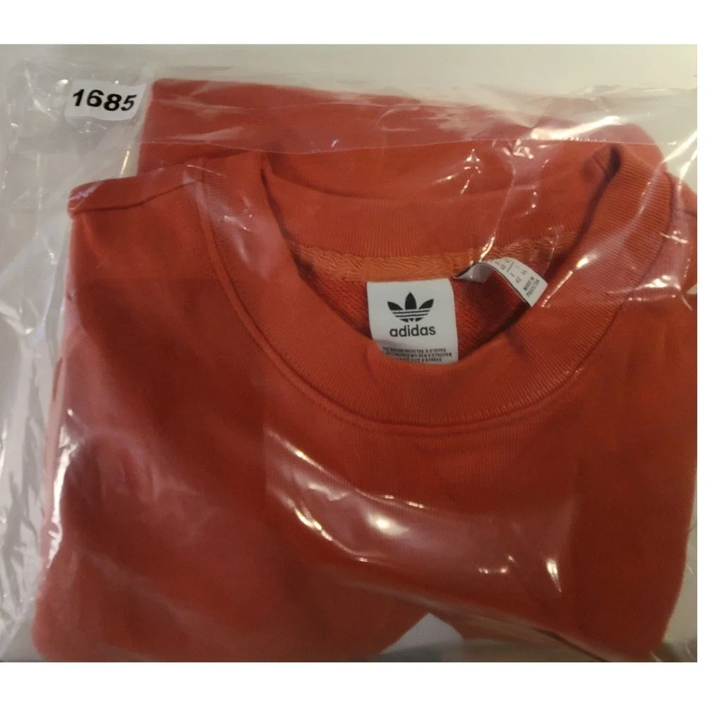 Adidas Originals Trefoil Crewneck Sweatshirt Orange‎ White Logo Men's Medium